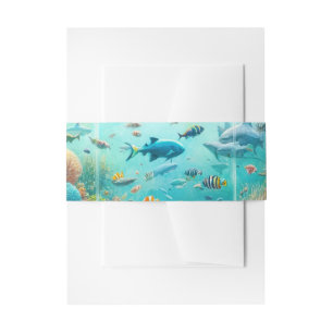 Haaien & Vis Aquatisch Aquarel Aquarium Bruiloft Uitnodigingen Wikkel