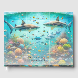 Haaien & Vis Aquatisch Waterverf Aquarium Bruiloft Gastenboek