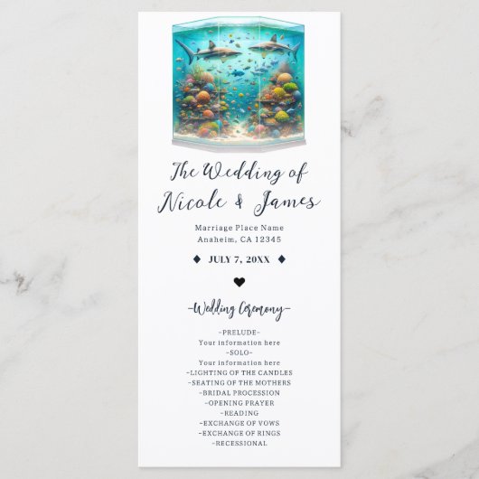 Haaien & Vis Aquatisch Waterverf Aquarium Programm Programmakaart (Voorkant)