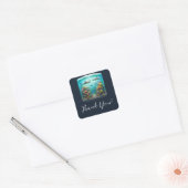 Haaien & Vis Waterverf Aquarium Bruiloft Vierkante Sticker (Envelop)