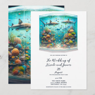 Haaien & Vissen Aquatisch Aquarel Aquarium Bruilof Kaart