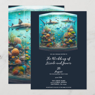 Haaien & Vissen Aquatisch Aquarel Aquarium Bruilof Kaart