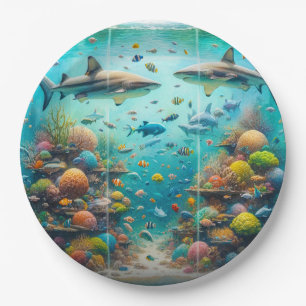 Haaien & Vissen Aquatische Aquarel Aquarium Bruilo Papieren Bordje