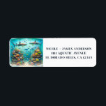 Haaien & Vissen Aquatische Waterverf Aquarium Brui Etiket<br><div class="desc">Pas aan op de manier die u wilt.</div>