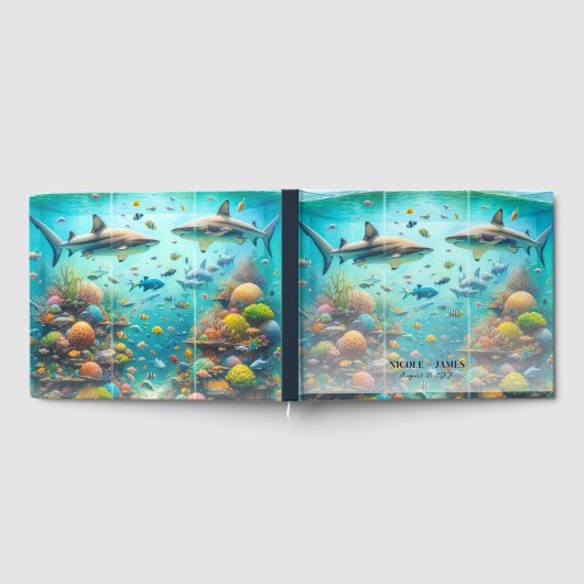 Haaien & Vissen Aquatische Waterverf Aquarium Brui Gastenboek (Volledig)