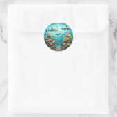 Haaien & Vissen Aquatische Waterverf Aquarium Brui Ronde Sticker (Tas)