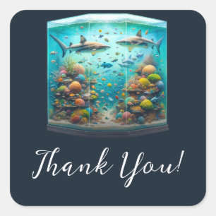 Haaien & Vissen Aquatische Waterverf Aquarium Brui Vierkante Sticker