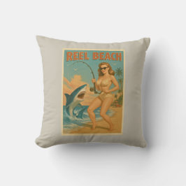 Haaien vissen op het strand Pin-Up Retro Kustleven Kussen