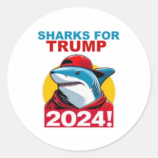 HAAIEN VOOR TRUMP 2 RONDE STICKER (Voorkant)