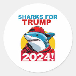 HAAIEN VOOR TRUMP 2 RONDE STICKER