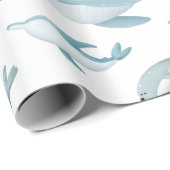 Haaien, walvissen, dolfijnen, zeehonden op wit cadeaupapier (Rol Hoek)