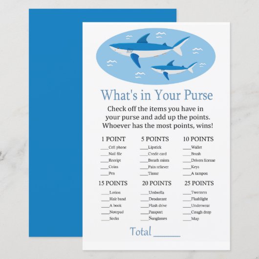 Haaien Wat zit er in je baby shower met handtas (Voorkant / Achterkant)