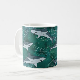 Haaien, zee, zee, vis, roofdieren, dieren, kaak, koffiemok