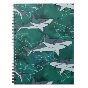 Haaien, zee, zee, vis, roofdieren, dieren, kaak, notitieboek