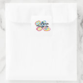 Haaien zomer vierkante sticker (Tas)