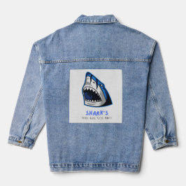 HAAIEN ZULLEN JE DODEN... GRAPPIG CITAAT DENIM JACKET
