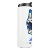 HAAIEN ZULLEN JE DODEN... GRAPPIG CITAAT THERMOSBEKER (Gedraaid links)