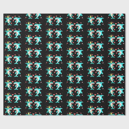 haaien zwart cadeaupapier (Vlak)