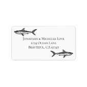  haaien zwart en wit strand adres etiket (Voorkant)