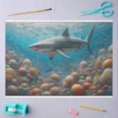Haaien zwemmen boven een koraalrif Decoupage Tissuepapier (Craft)