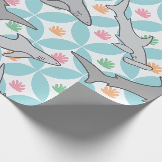 Haaien zwemmen de Mid Century Current Cadeaupapier (Hoek)