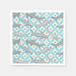 Haaien zwemmen de Mid Century Current Servet