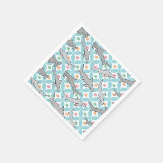 Haaien zwemmen de Mid Century Current Servet (Hoek)