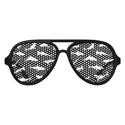 Haaien Zwemmen Zwart-wit Marine Life Aviator Zonnebril (Voorkant)