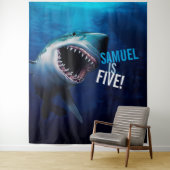 haaienaanval | Jongens Verjaardag Ocean Foto Achte Wandkleed (In situ)