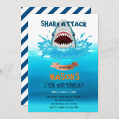 Haaienaanval zwembad verjaardagsfeest kaart (Voorkant / Achterkant)