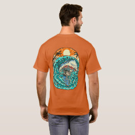 Haaienaanvallen op Surfende Skeletman Strand  T-shirt