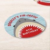 haaienbeet elke leeftijd verjaardagsfeestje ronde kartonnen onderzetter (Gebogen)