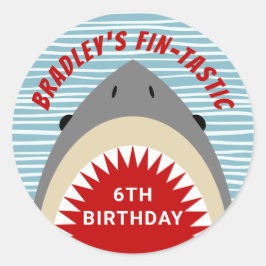 haaienbeet elke leeftijd verjaardagsfeestje ronde sticker