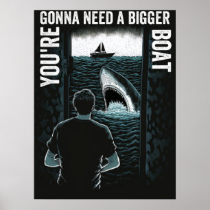 haaienboot jaws deco art " we hebben een grotere b poster
