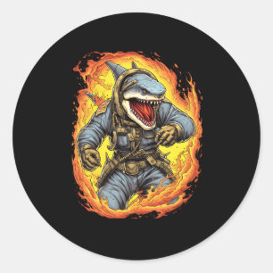 Haaienbrandweerman Brandbestrijding Haai Ronde Sticker