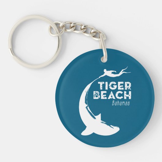 haaienduik in Tiger Beach Sleutelhanger (Voorkant)