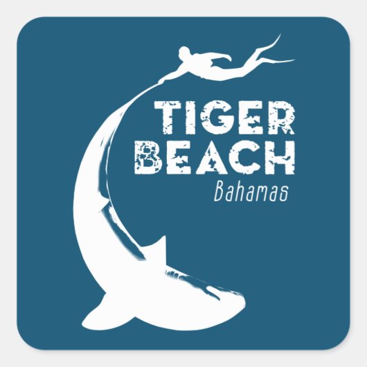 haaienduik in Tiger Beach Vierkante Sticker (Voorkant)