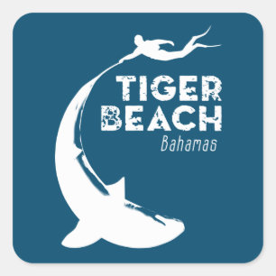 haaienduik in Tiger Beach Vierkante Sticker