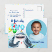 Haaienfoto kinderverjaardagsaankondiging briefkaart (Voorkant / Achterkant)