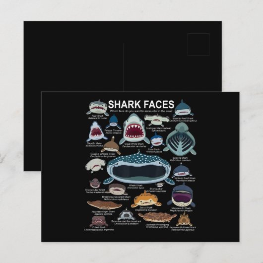 haaiengezichten die u wilt ontmoeten aankondigingskaart (Voorkant / Achterkant)