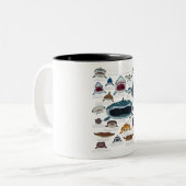 haaiengezichten die u wilt ontmoeten tweekleurige koffiemok (Voorkant links)