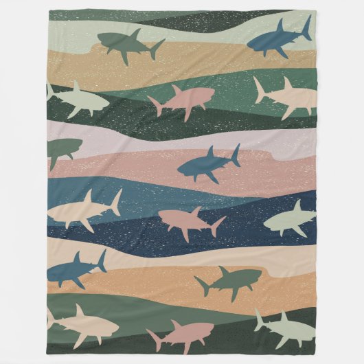  HAAIENGOLF FLEECE DEKEN (Voorkant)