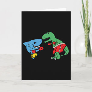 Haaienjongen T-rex Dinosaur Grappig Vechtend Bokse Kaart