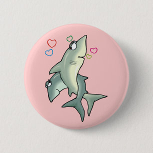 Haaienliefde (roze) Knop Ronde Button 5,7 Cm