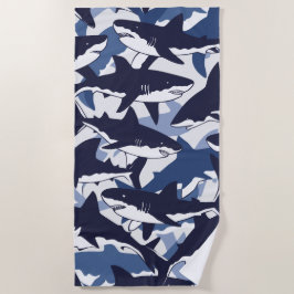 Haaienpatroon – Blauw Oceaanontwerp Strandlaken