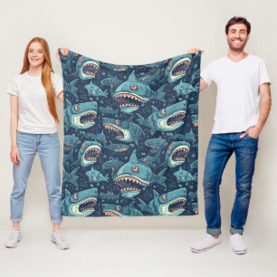 haaienpatroon fleece deken