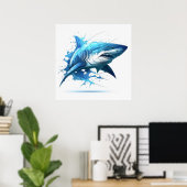 Haaienportret Dierenschilderij Wildlife Outdoors Poster (Thuiskantoor)