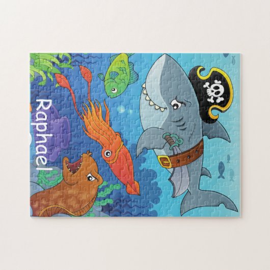 Haaienpuzzel, gepersonaliseerde puzzel, legpuzzel (Horizontaal)