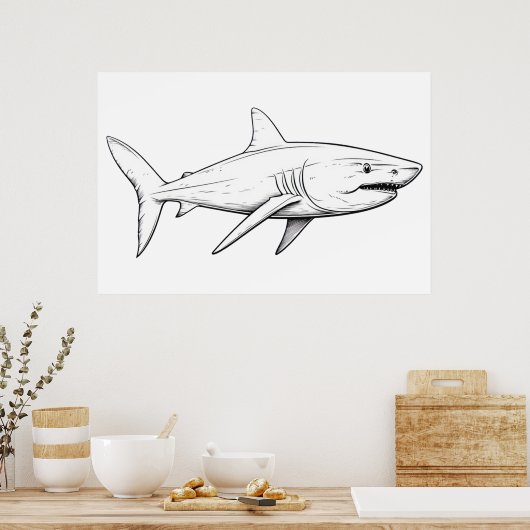 Haaienschets Poster (Keuken)