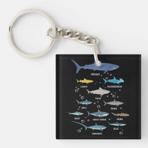 Haaiensoort Shark Faces Marine Biology Sleutelhanger